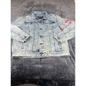 Reason Terra Denim Jacket‎ Sz: Large Skull And Roses Live Fast hipster, grunge